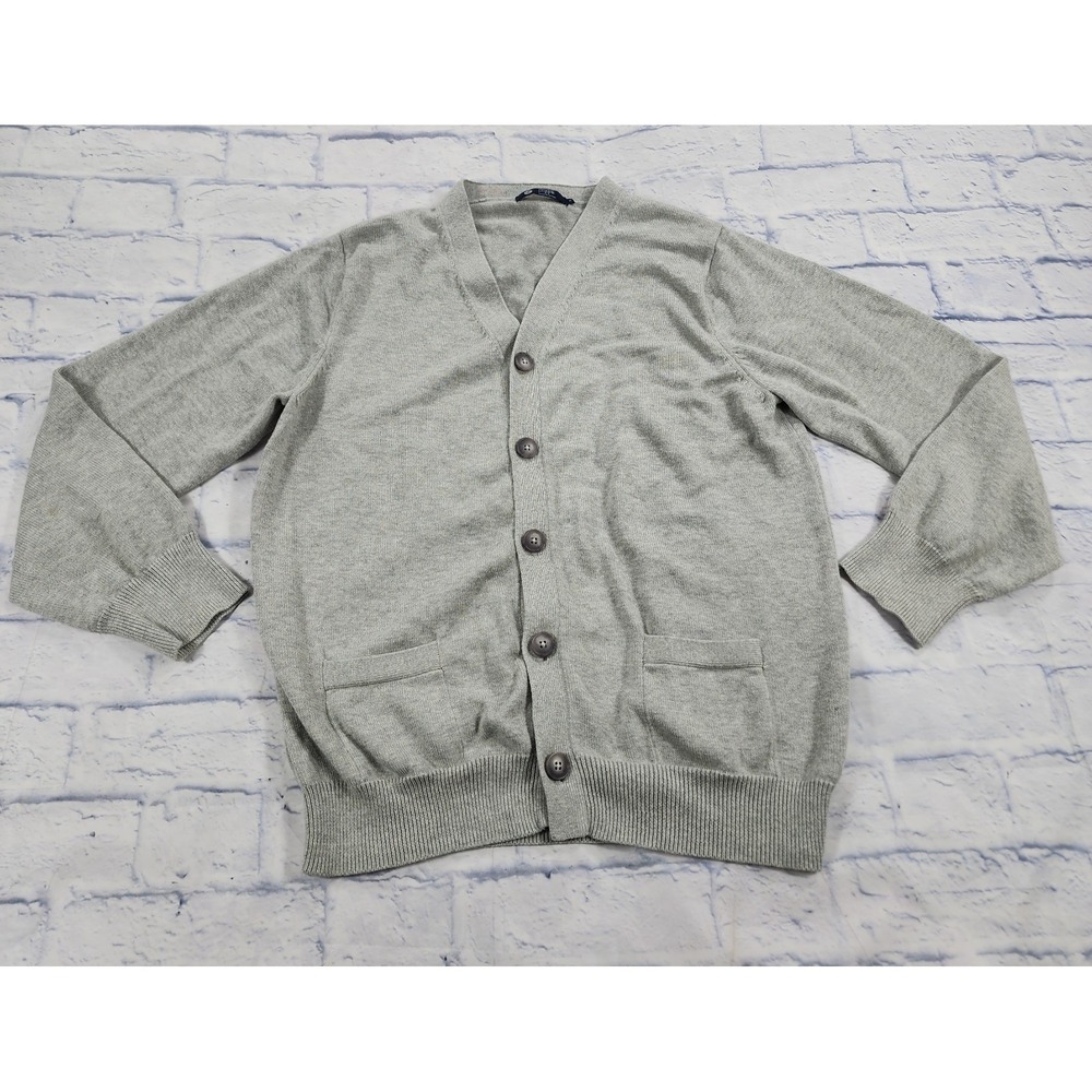 J Crew Cardigan Sweater MENS SIZE XL Gray Preppy Fisherman Academia Cotton Cozy